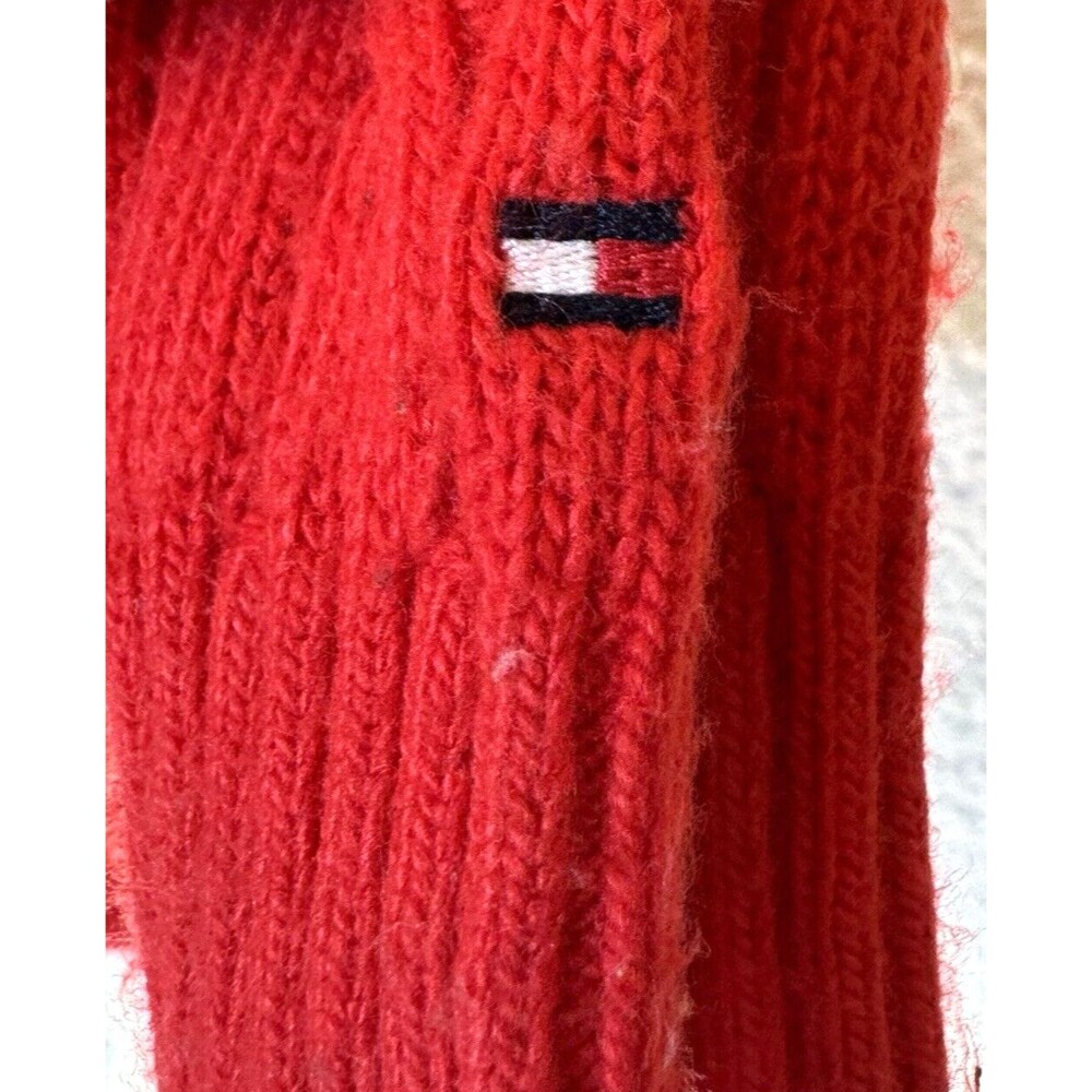 Tommy Hilfiger M Red Cable Knit Viscose Blend Sweater‎ - Picture 5 of 10